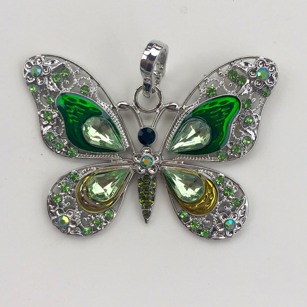 Vivid Green Butterfly Necklace.